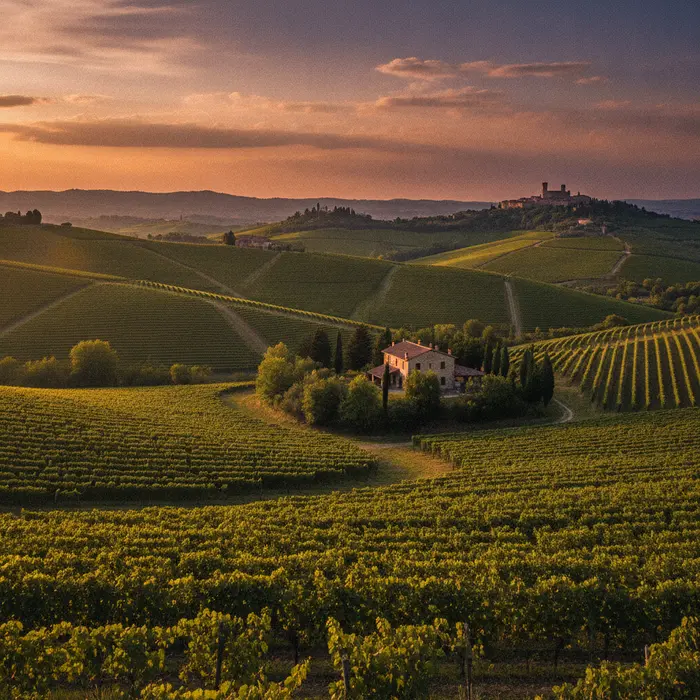 Scenic vineyards of the Barolo region in Piedmont, Italy