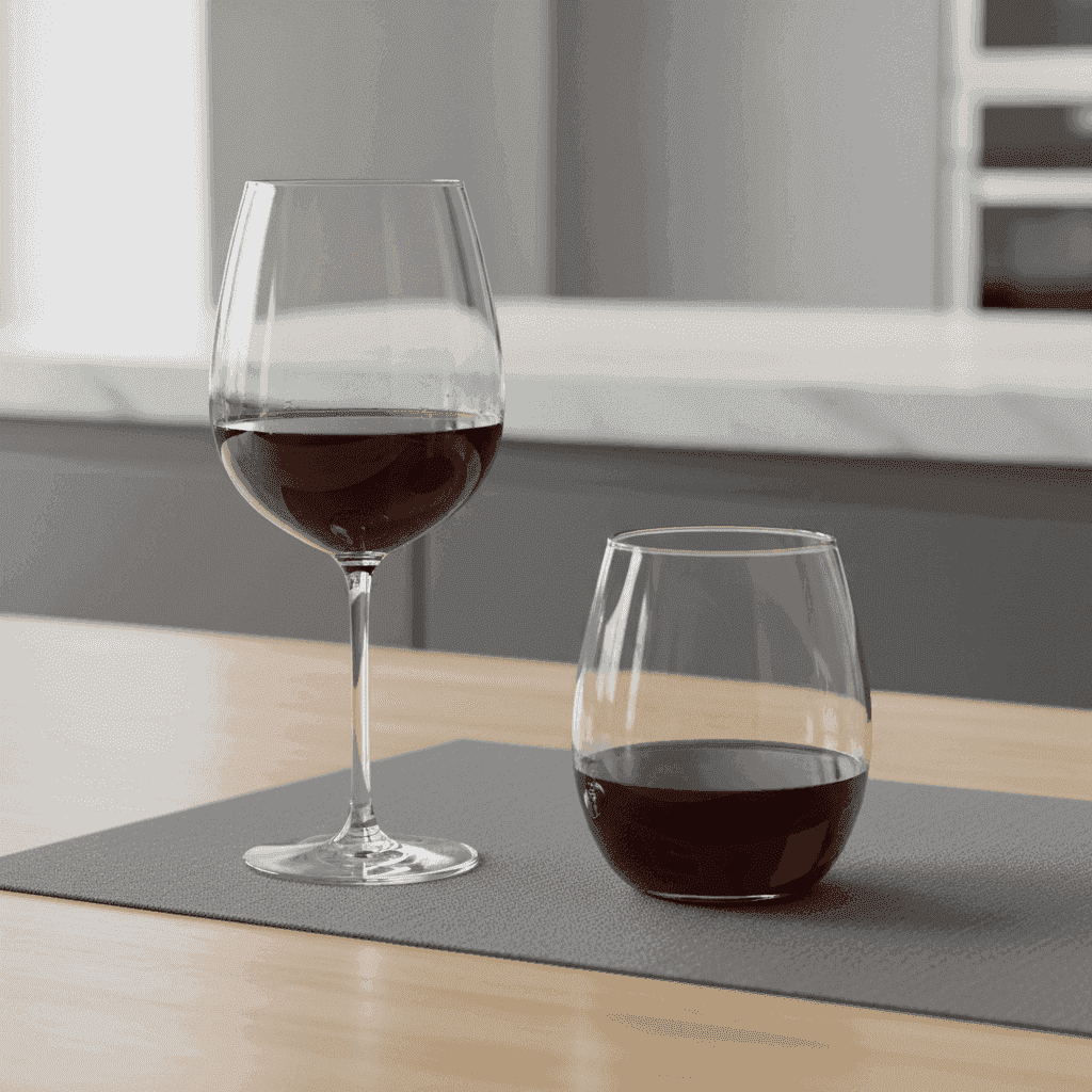 Comparison of stemmed and stemless wine glasses