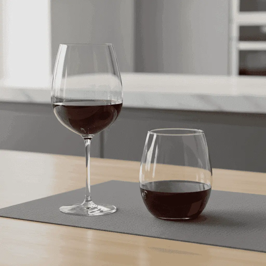 Comparison of stemmed and stemless wine glasses