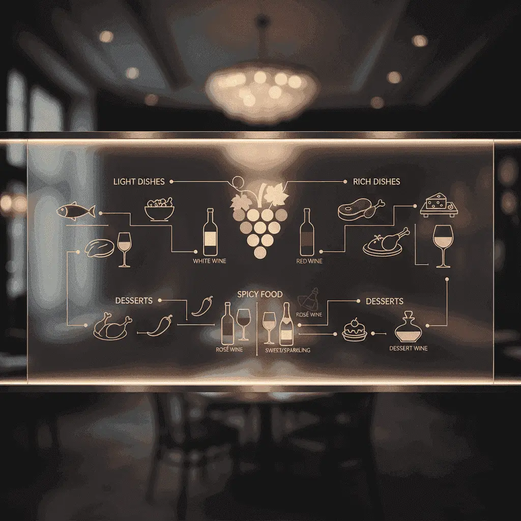 Инфографика, иллюстрирующая принципы сочетания вина с различными типами еды