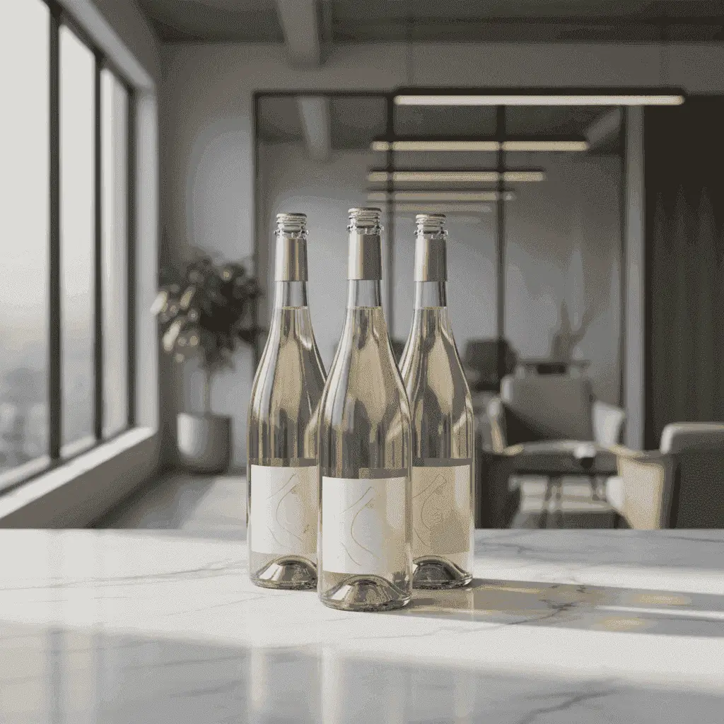 Elegantes botellas de vino espumoso sin alcohol