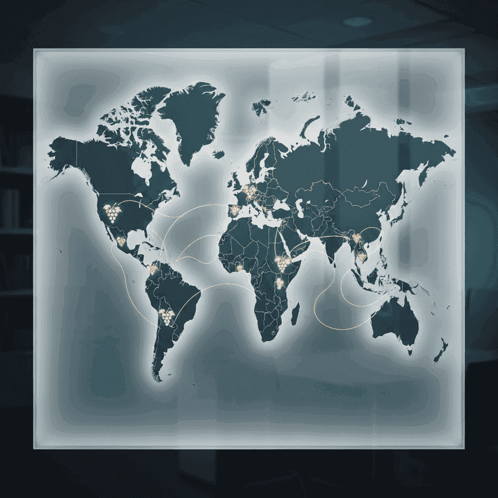 World map showing major wine regions