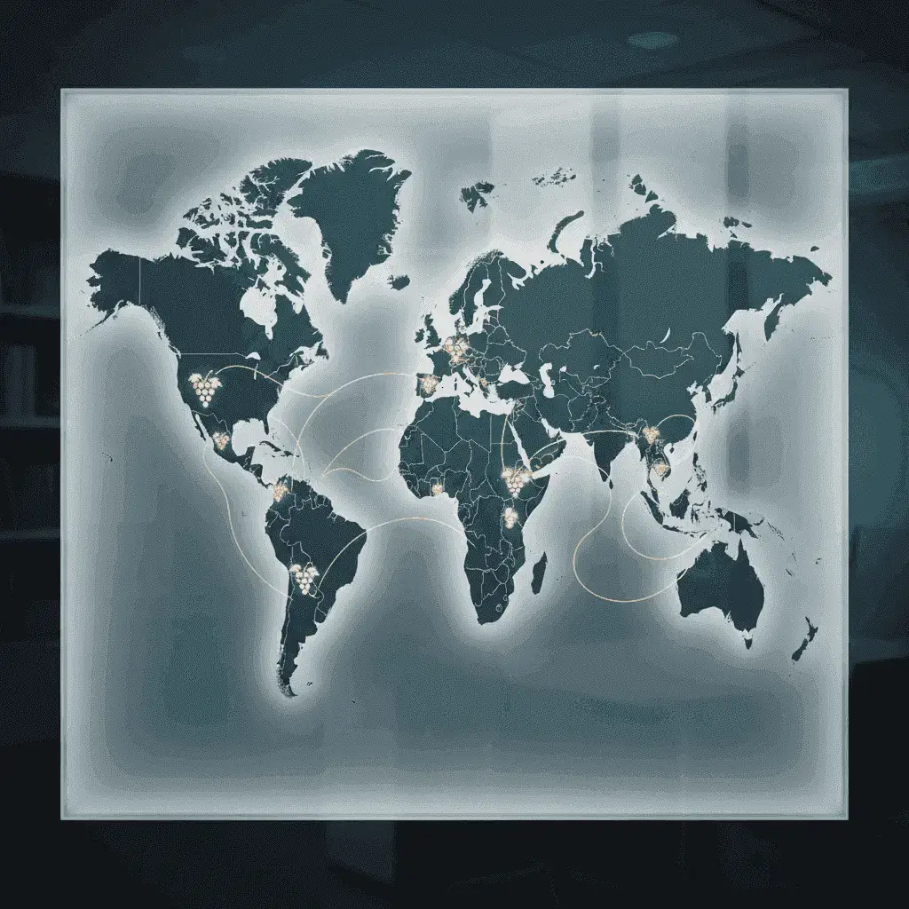 World map showing major wine regions