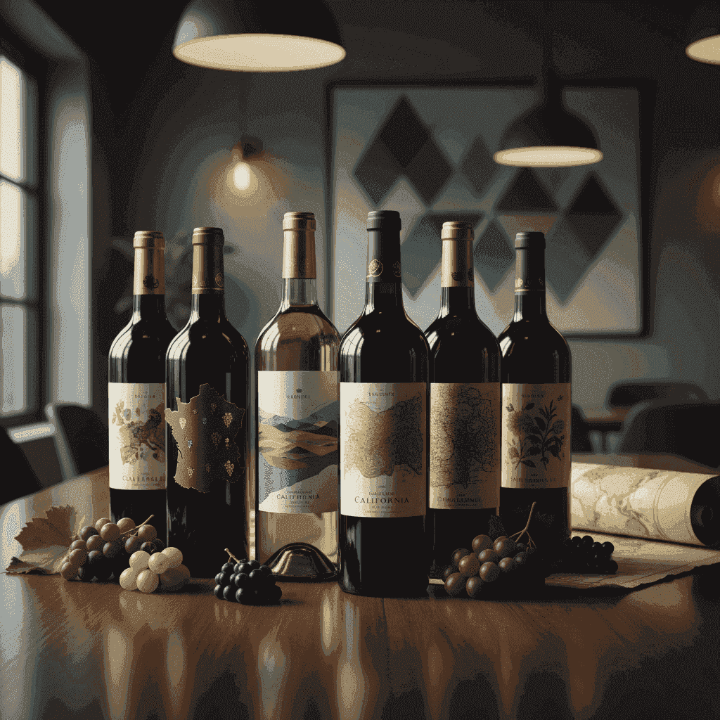 Assortment of wine bottles from different regions