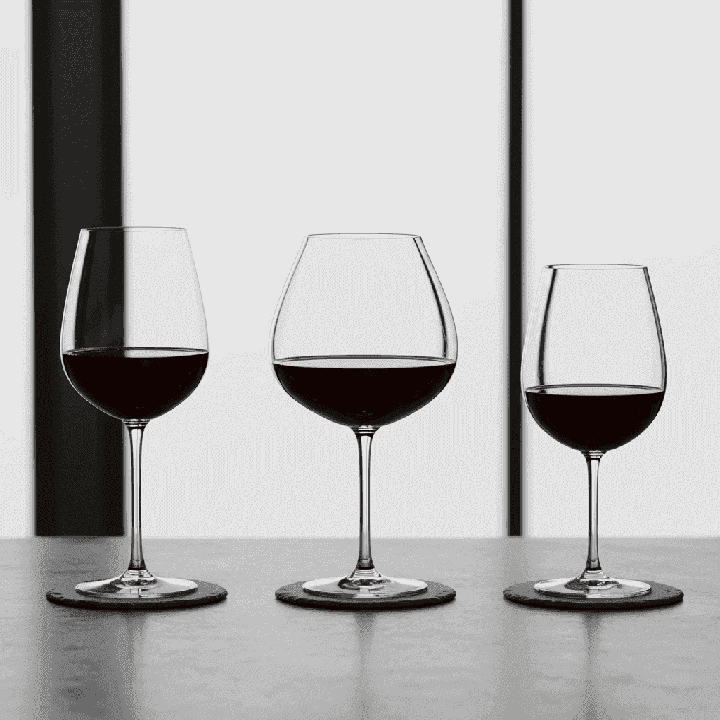 Comparison of Bordeaux, Burgundy, and Standard Red Wine Glasses