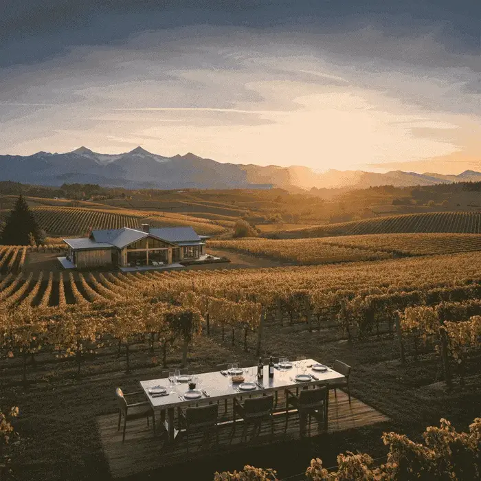 Холмистые виноградники в долине Уилламетт, Орегон