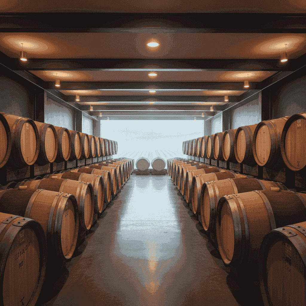 Oak barrels aging Tempranillo wine