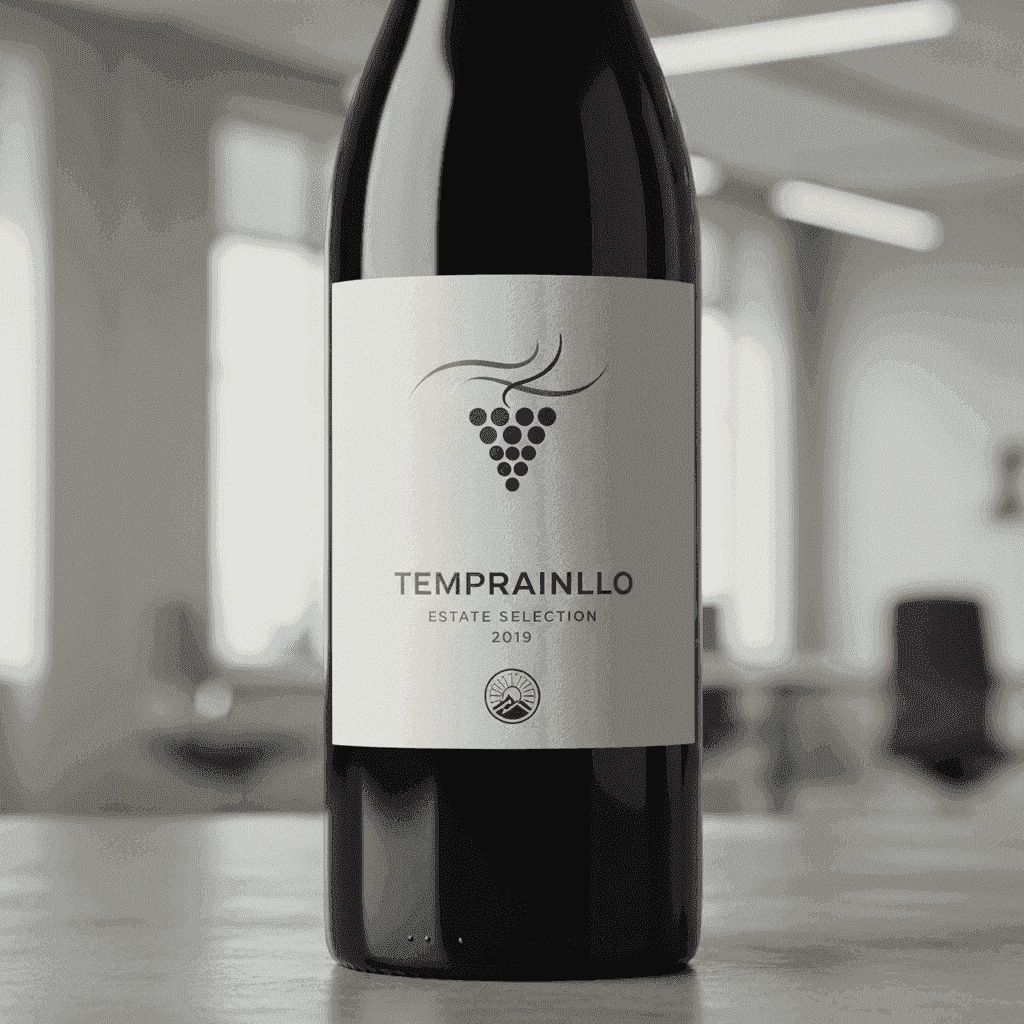 Close-up of a Tempranillo wine bottle label