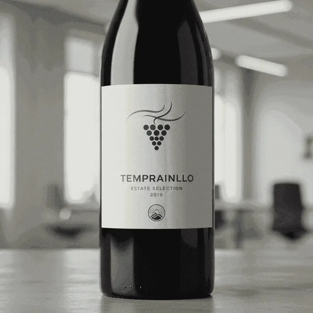 Close-up of a Tempranillo wine bottle label