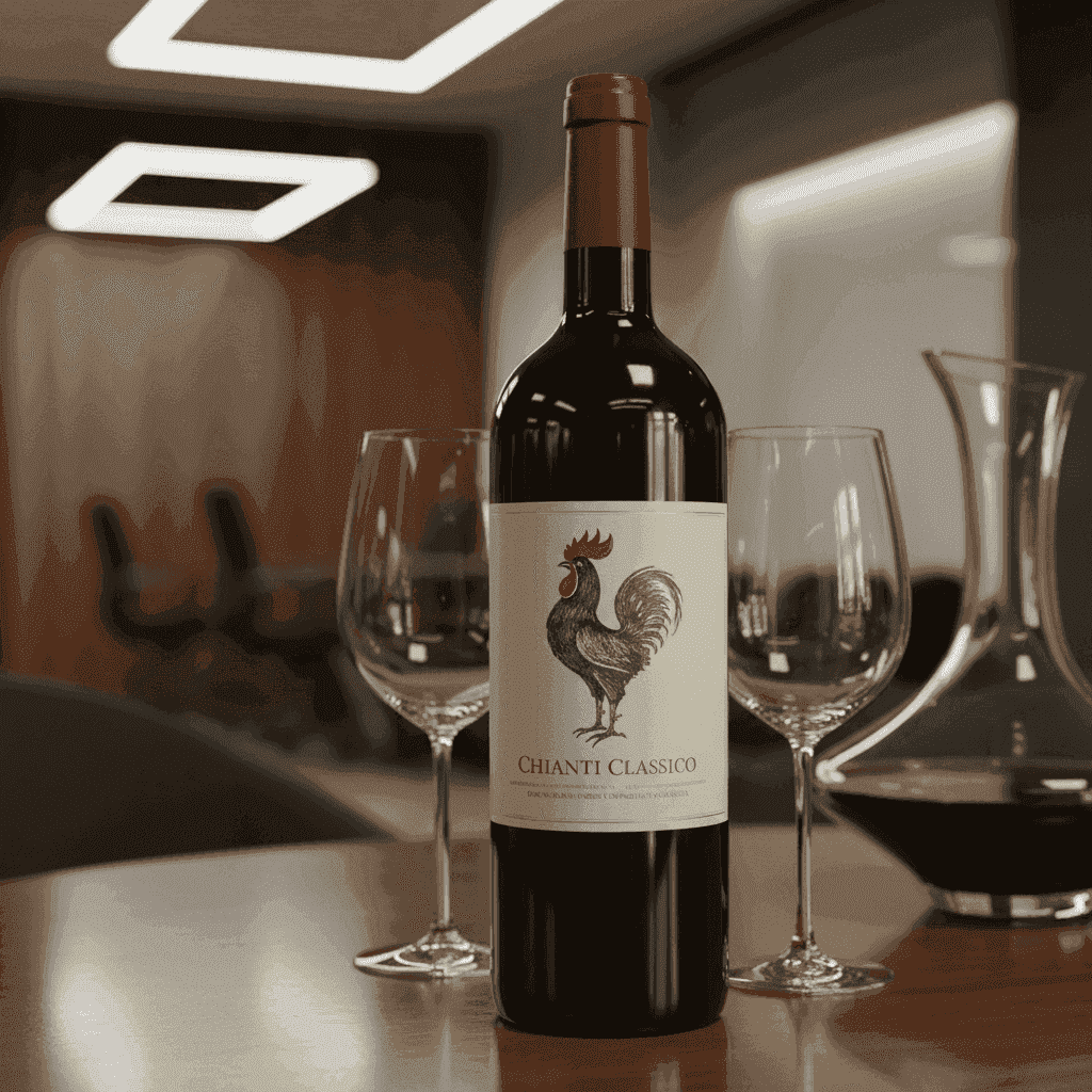 Black Rooster (Gallo Nero) symbol on a Chianti Classico bottle label