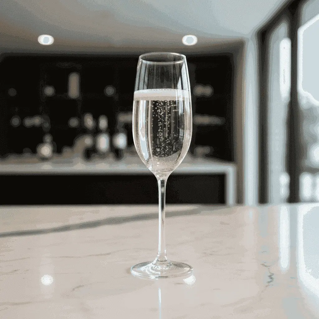 Ein Glas schäumender Prosecco mit feinen Bläschen