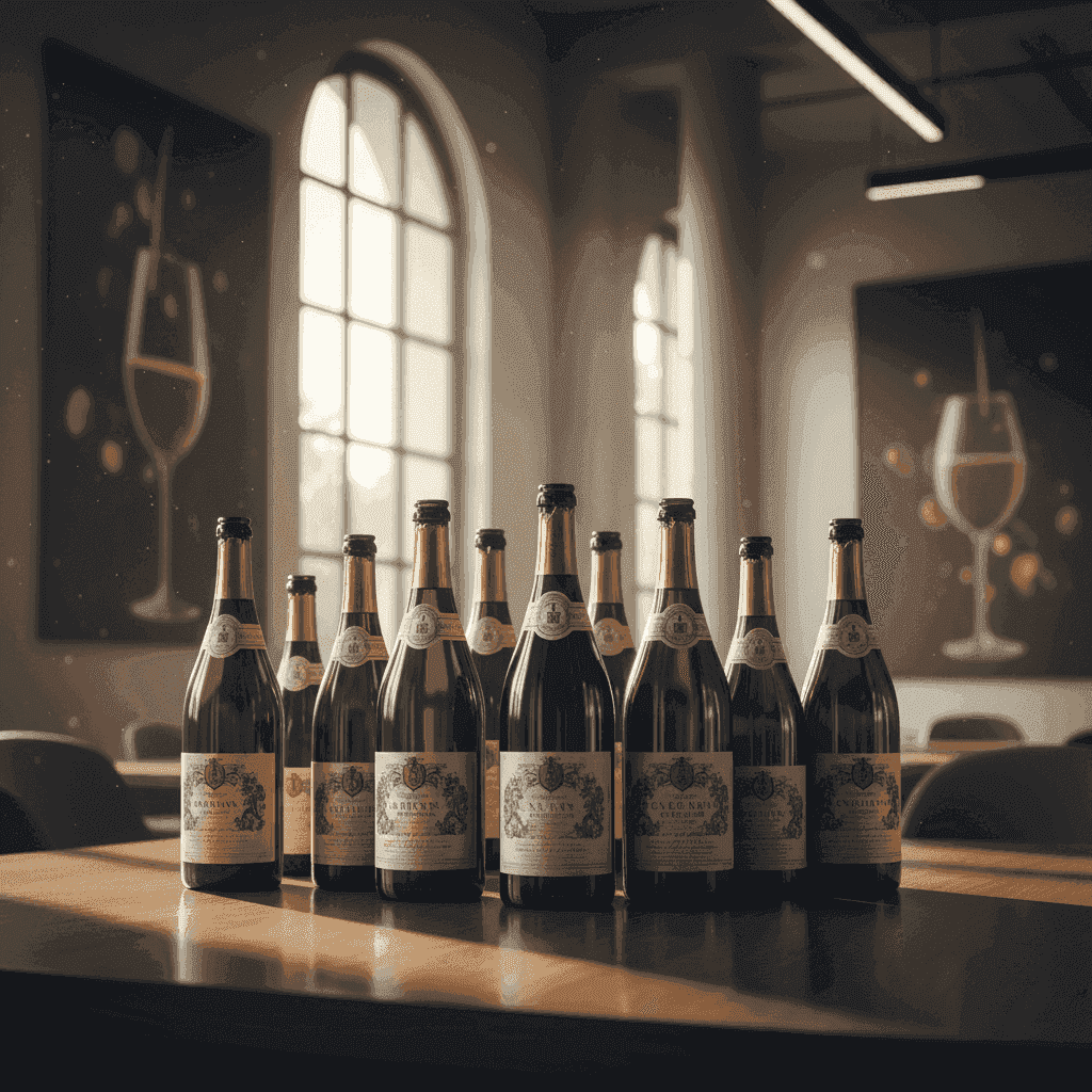 Bottles of Cava with traditional labels