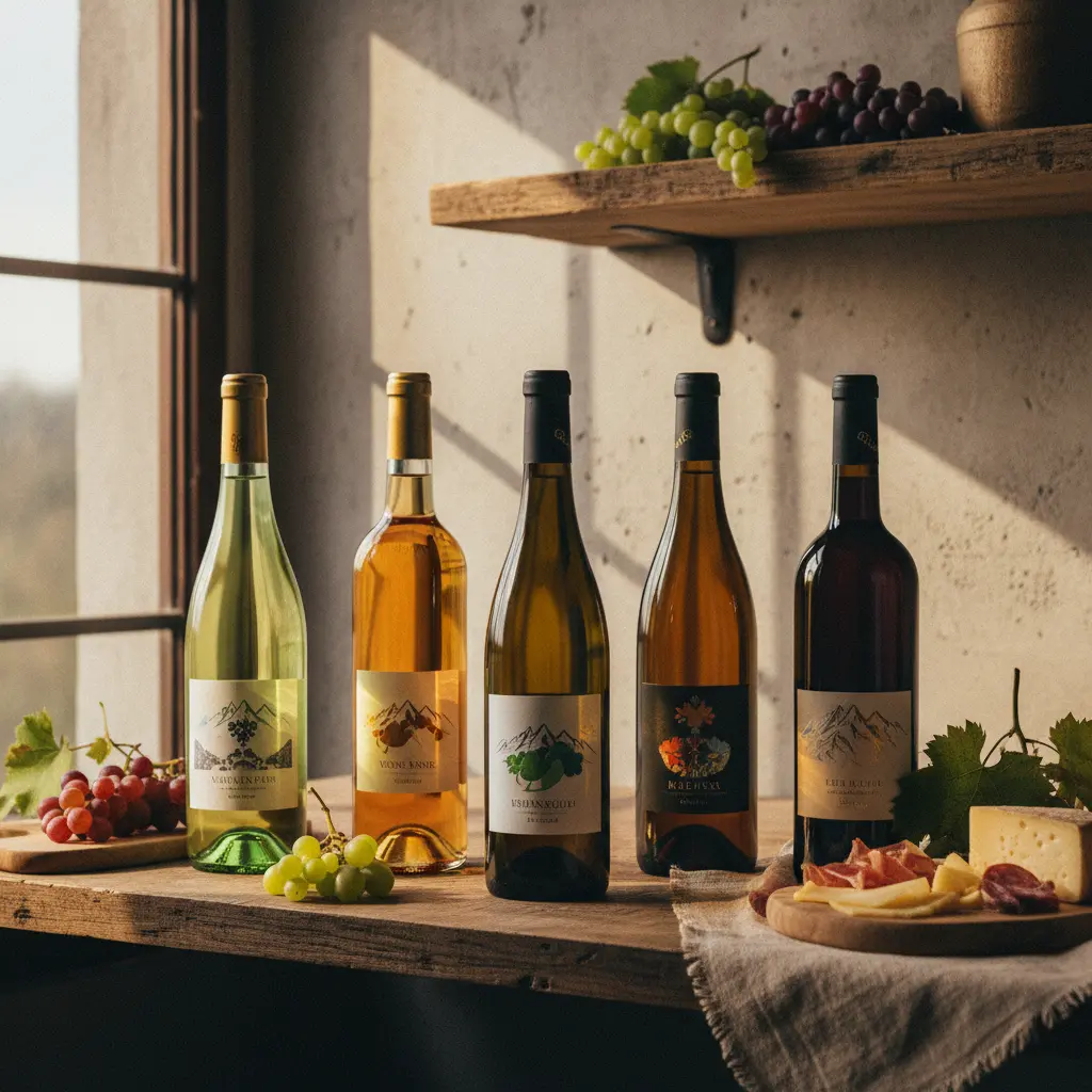 Selection of Austrian wine bottles