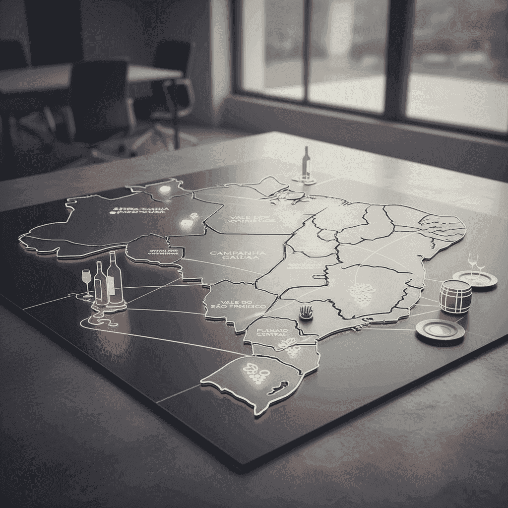 Carte montrant les principales régions viticoles du Brésil