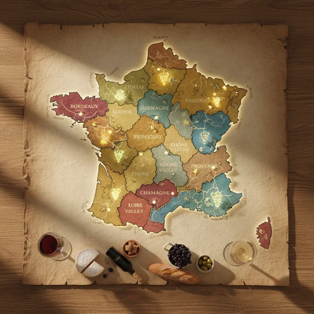 Map of France's major wine regions