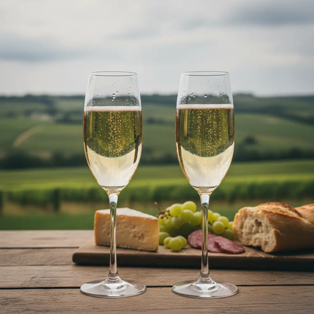 Champagne flutes with sparkling wine