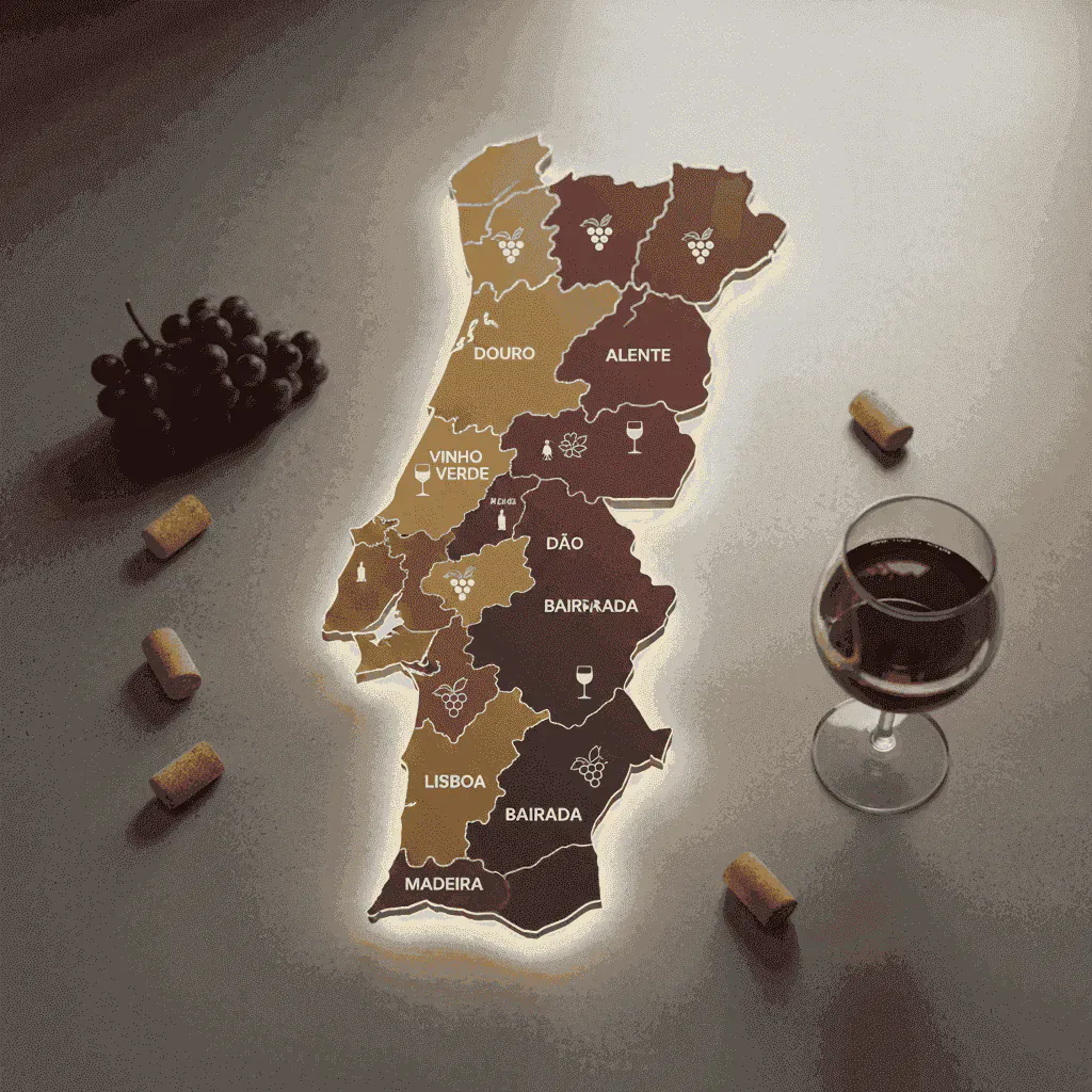 Map of Portugal's main wine regions