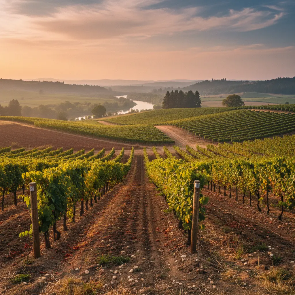 Rolling vineyards demonstrating diverse terrain and soil in a US wine region.