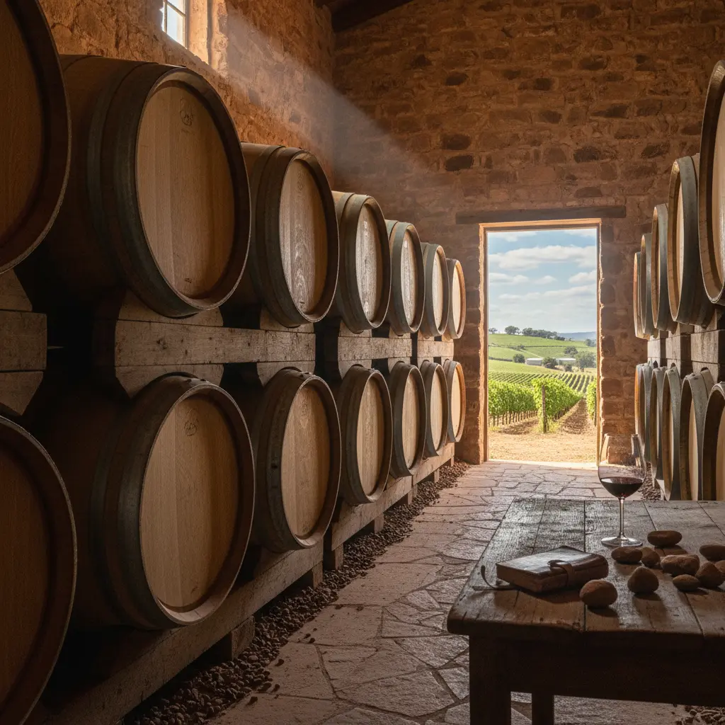 Oak barrels aging Barossa Valley Shiraz wine