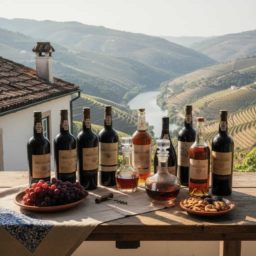 Assortment of Port wine bottles from Douro Valley