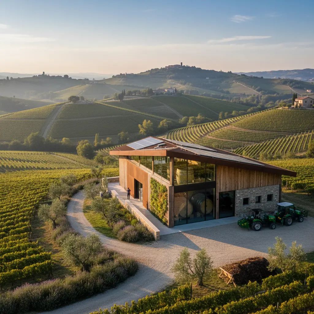 Modern winery in Langhe blending tradition with sustainable practices