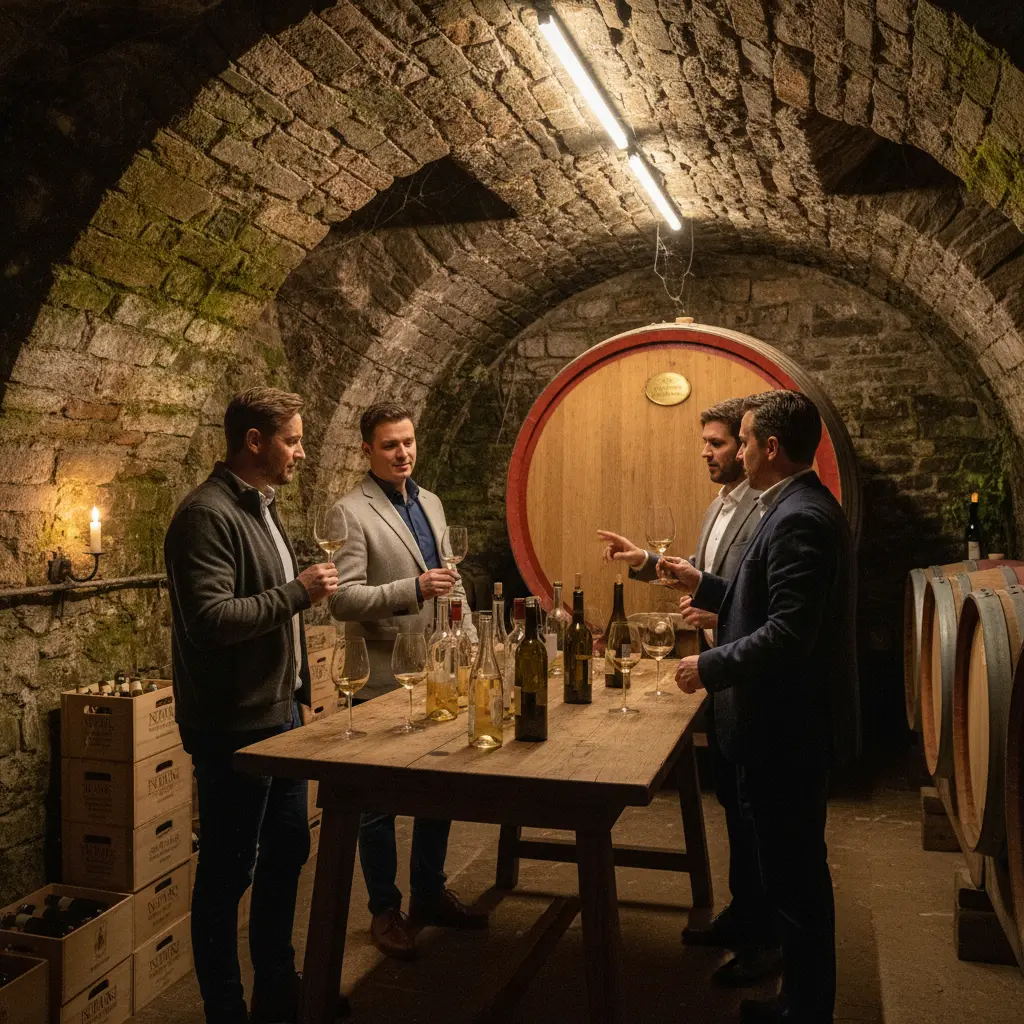 Wine tasting in a historic cellar in Rheingau