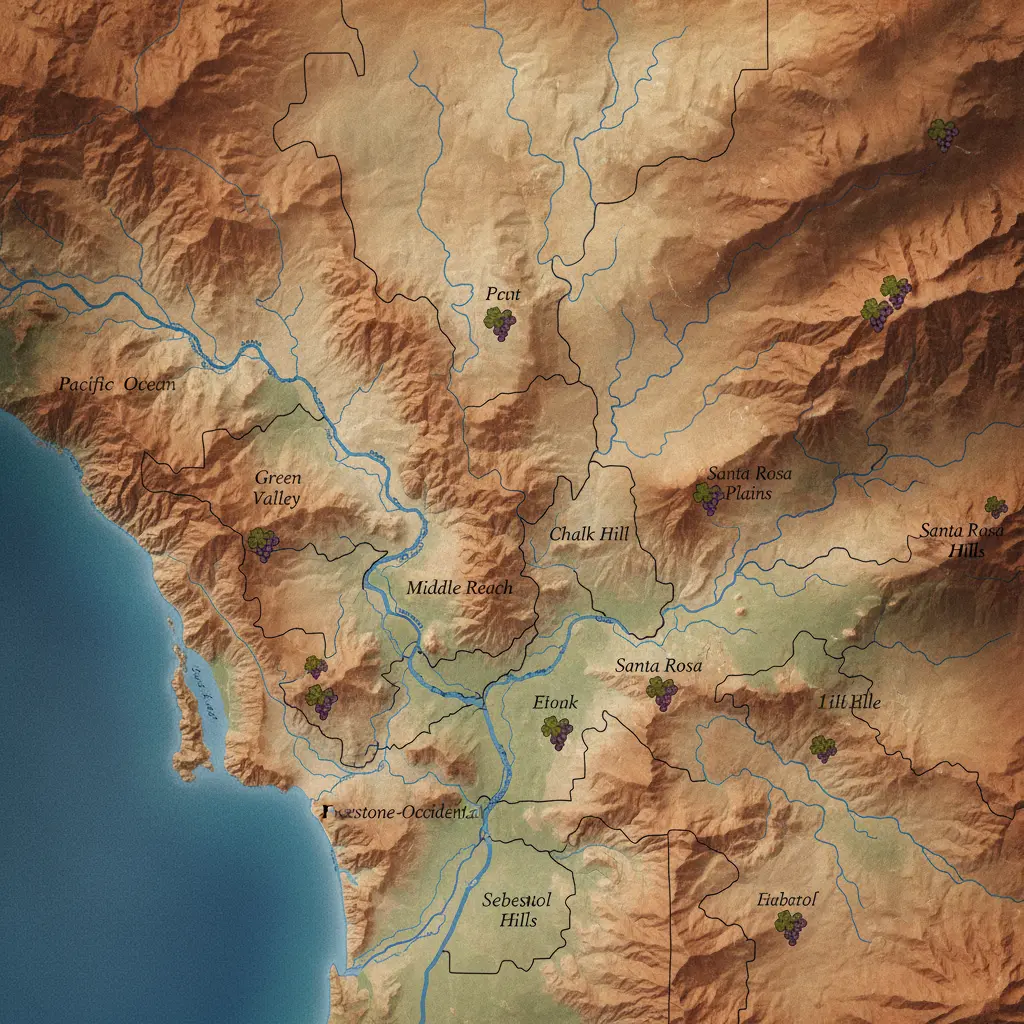 Map of Russian River Valley wine sub-regions