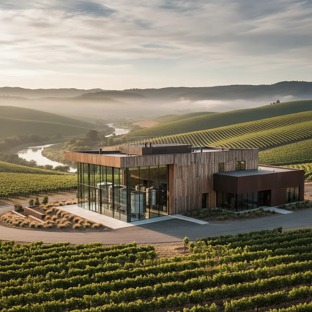 Modern winery building in Russian River Valley