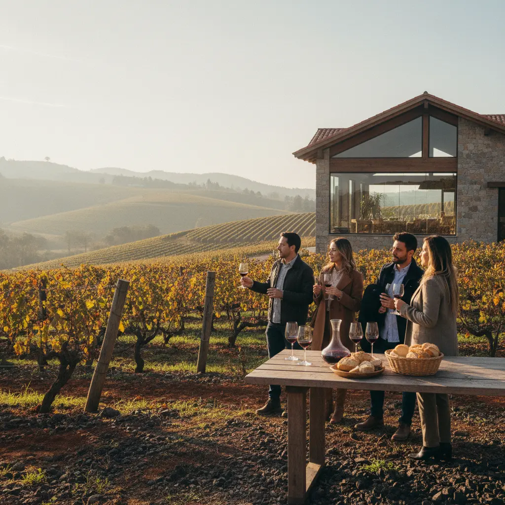 People on a wine tour at a winery in Serra Gaúcha