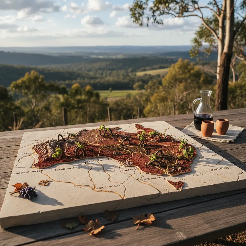 Map showing the South Eastern Australia wine zone with key regions