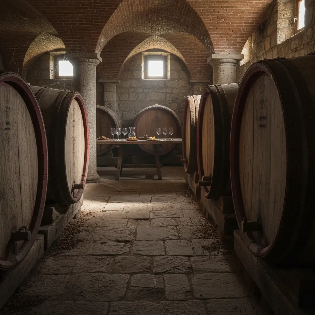 A perfectly cooked Bistecca alla Fiorentina steak on a cutting board, with a glass of red wine beside it.