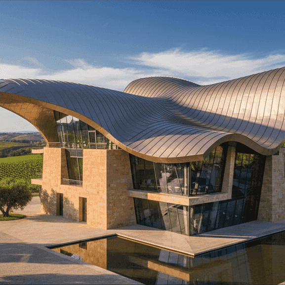 Exterior view of Marqués de Riscal winery by Frank Gehry