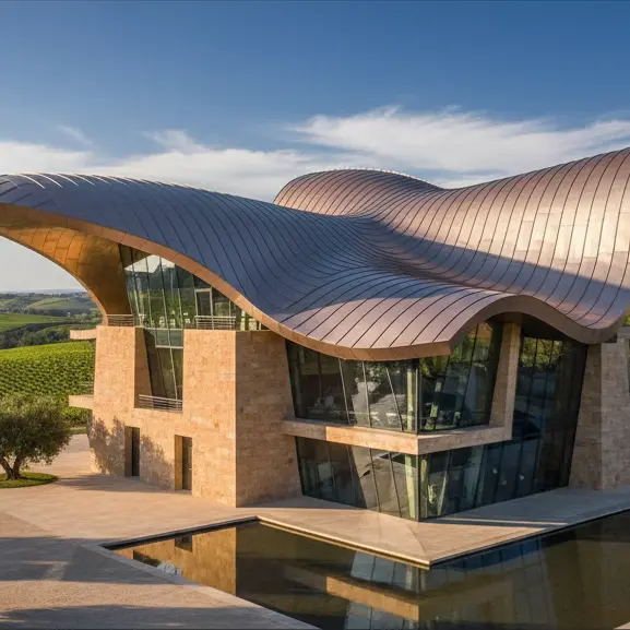 Außenansicht des Weinguts Marqués de Riscal von Frank Gehry